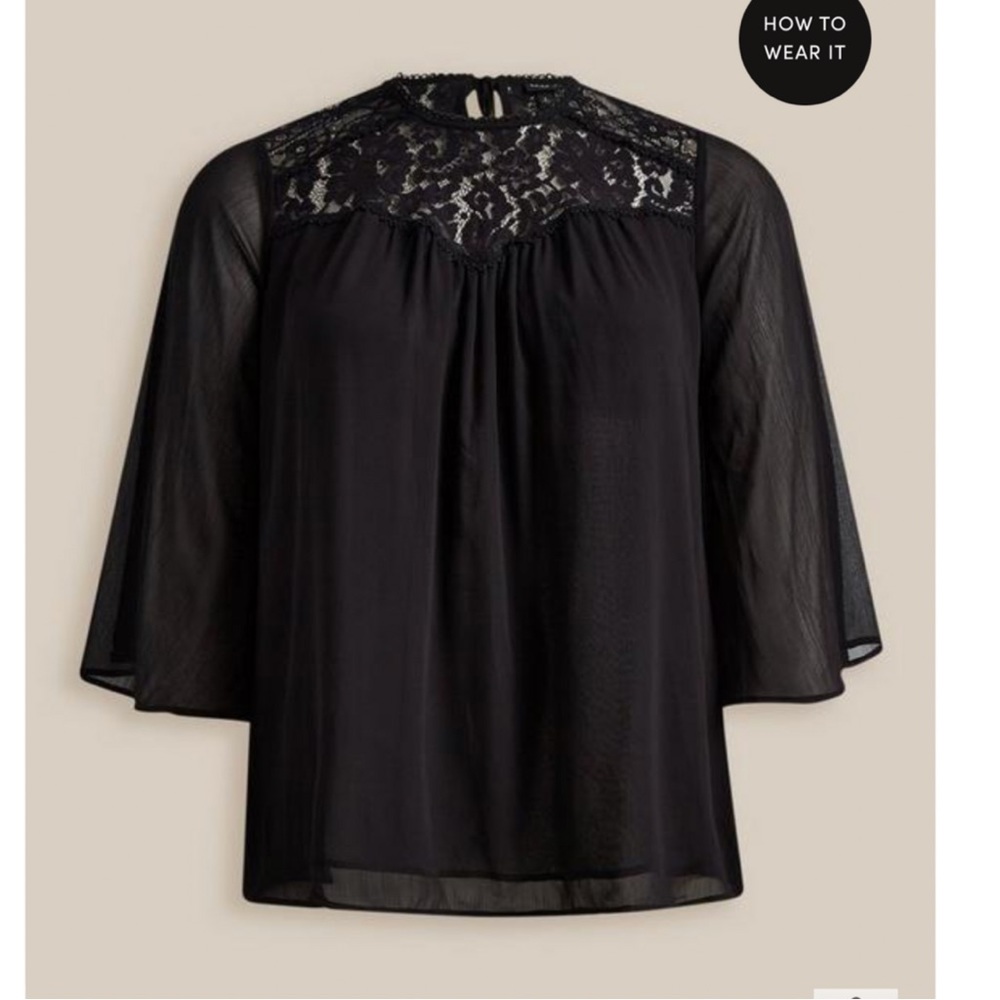 Semi sheer blouse with lace
